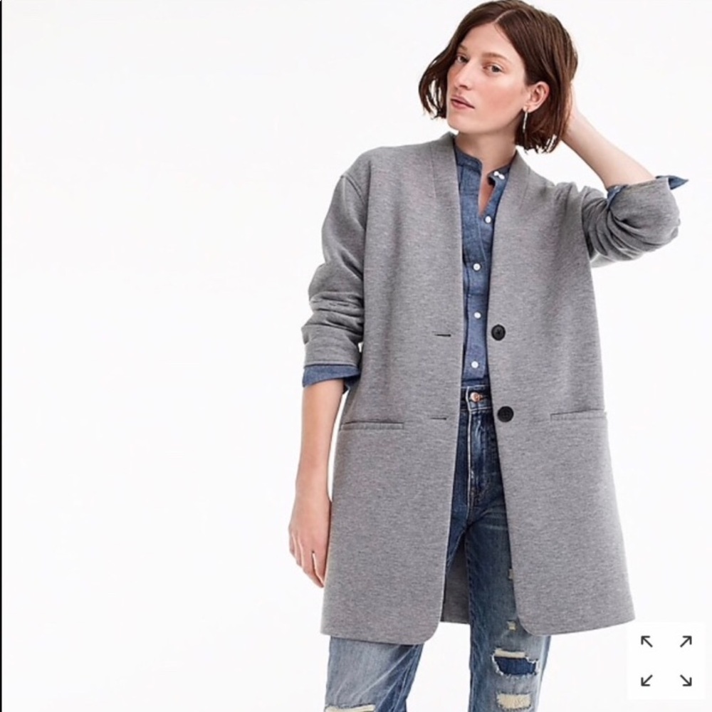 NWT J. Crew heather grey longline knit jacket.